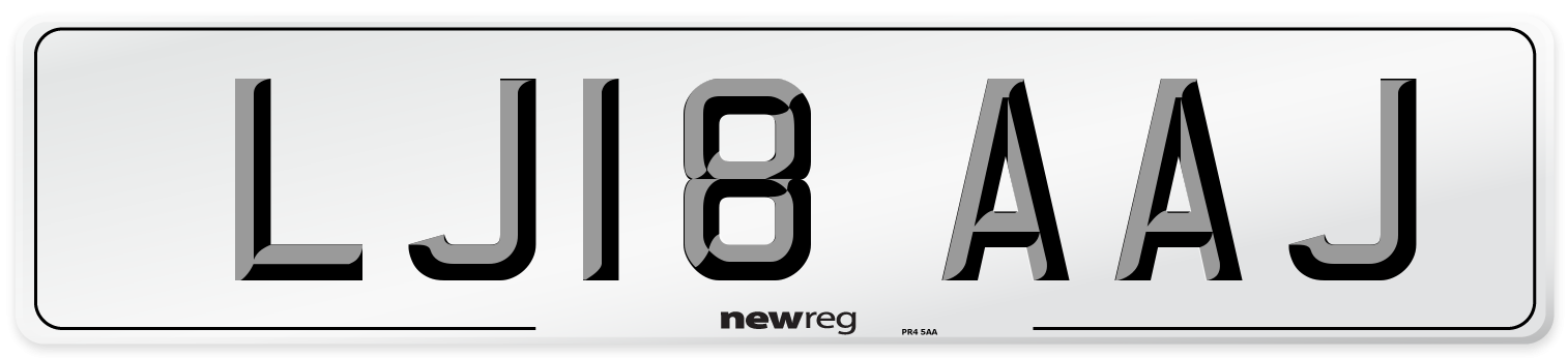 LJ18 AAJ Number Plate from New Reg